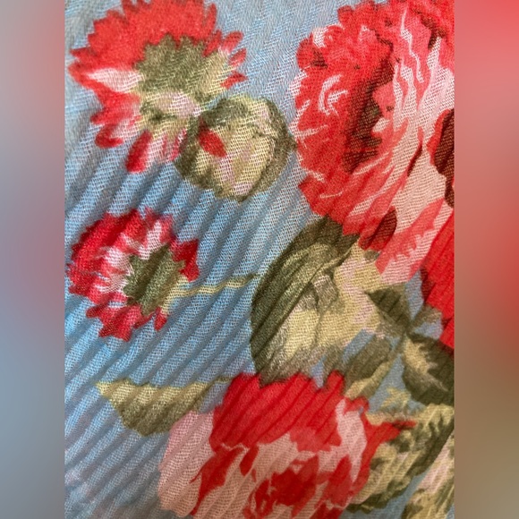 Turquoise and Roses Flowy Scarf 6’ NWT RETRO FABULOUS - Picture 8 of 10
